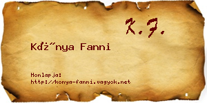 Kónya Fanni névjegykártya
